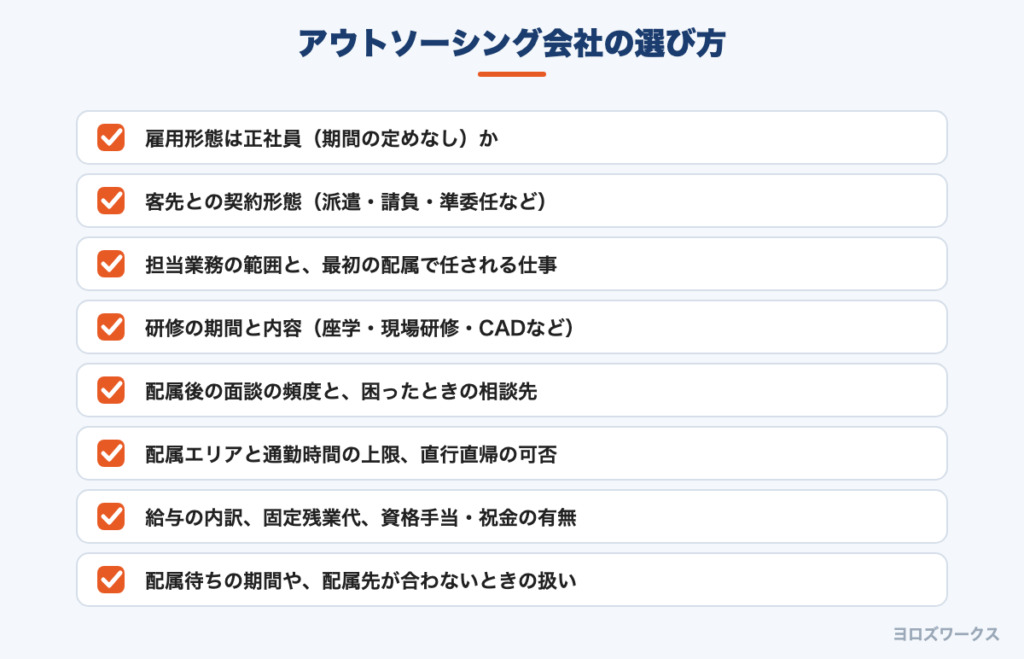 アウトソーシング会社を選ぶときのチェックリスト
