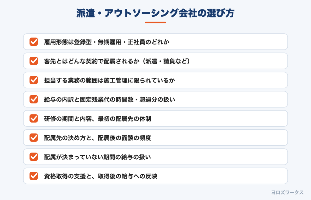 派遣・アウトソーシング会社を選ぶときのチェックリスト